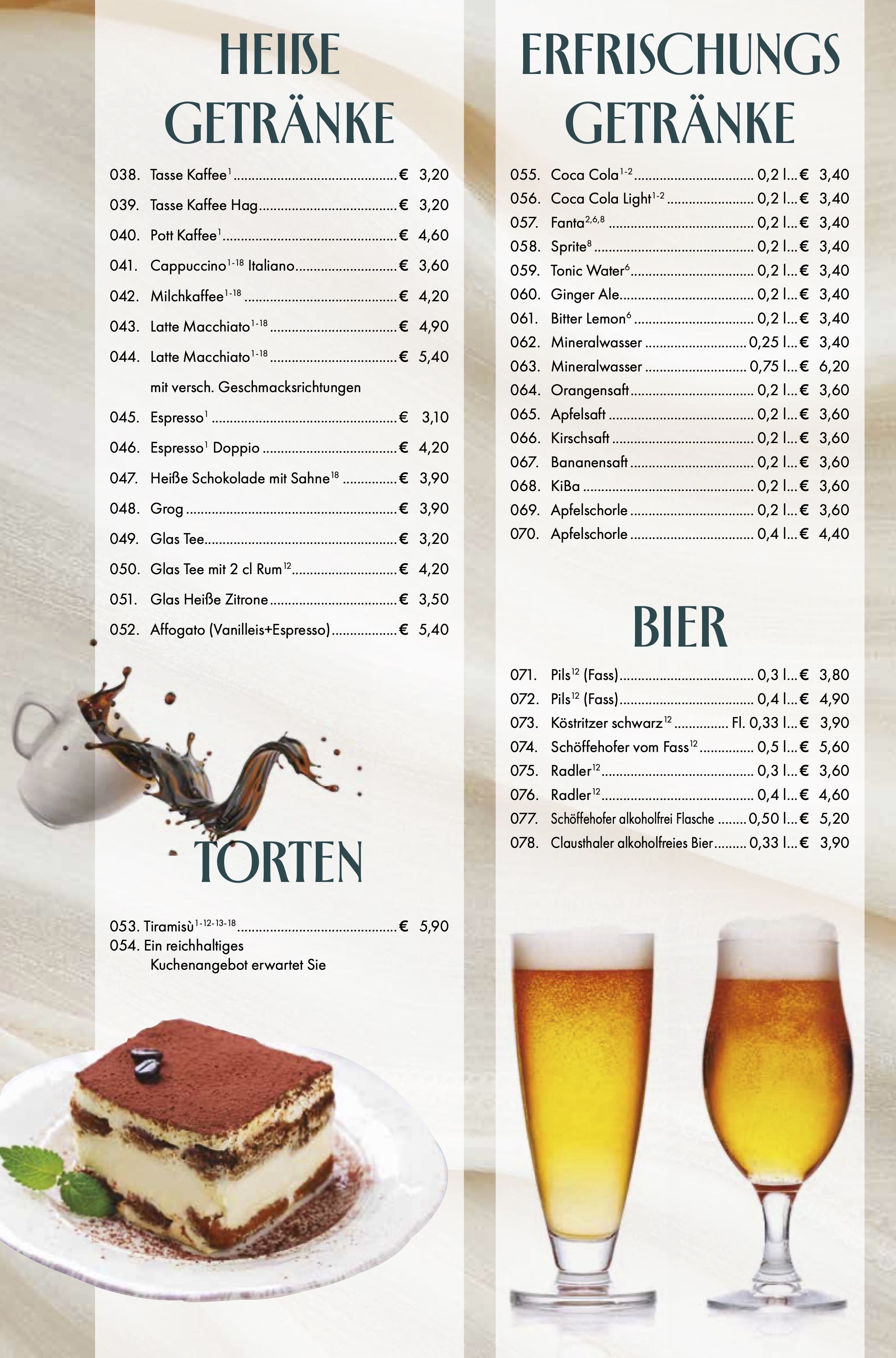 Speisekarte Rosencafe